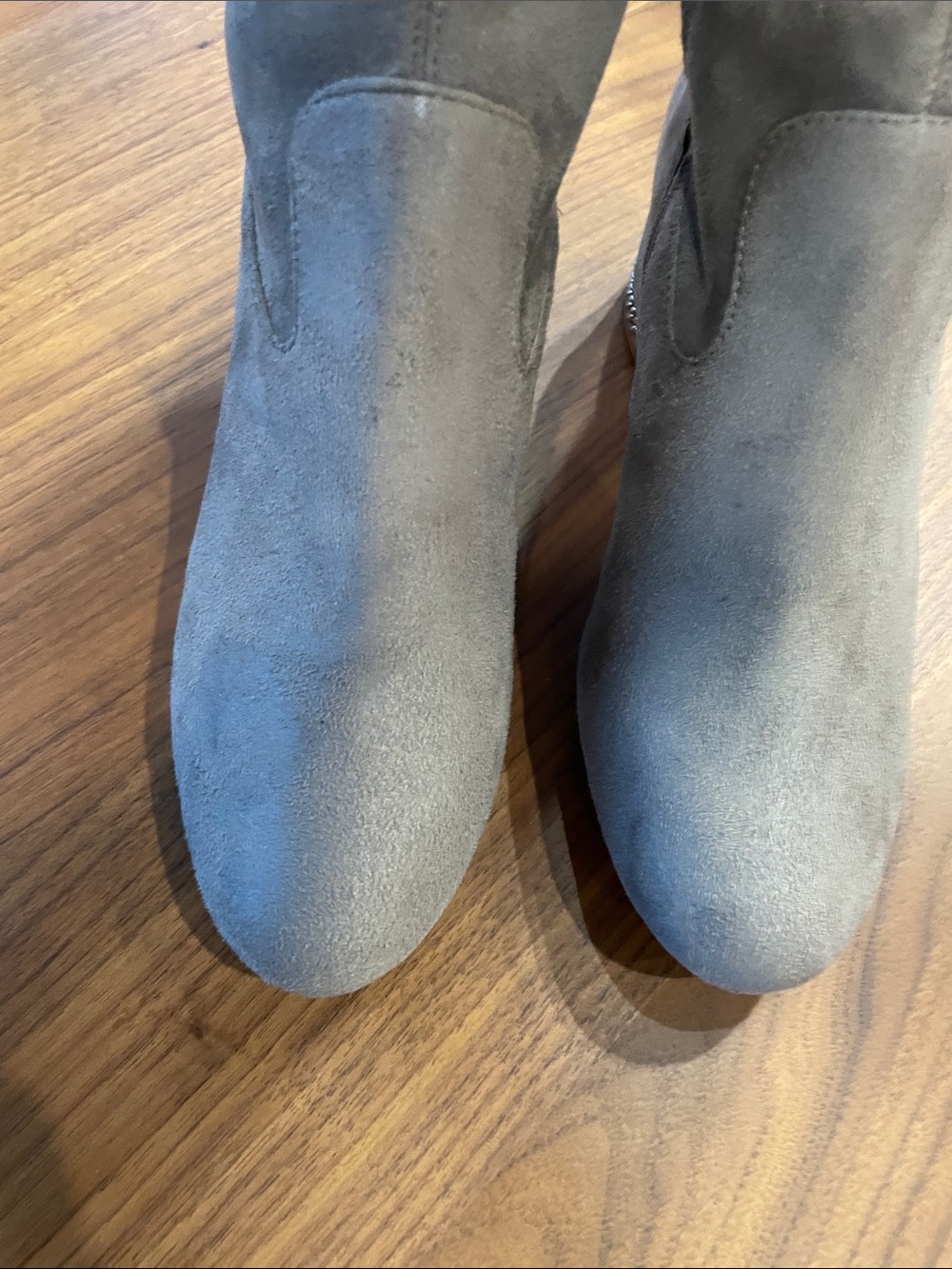 Michael Kors Over-the-Knee Suede Block Heel Boots - Light Gray - Picture 5 of 8
